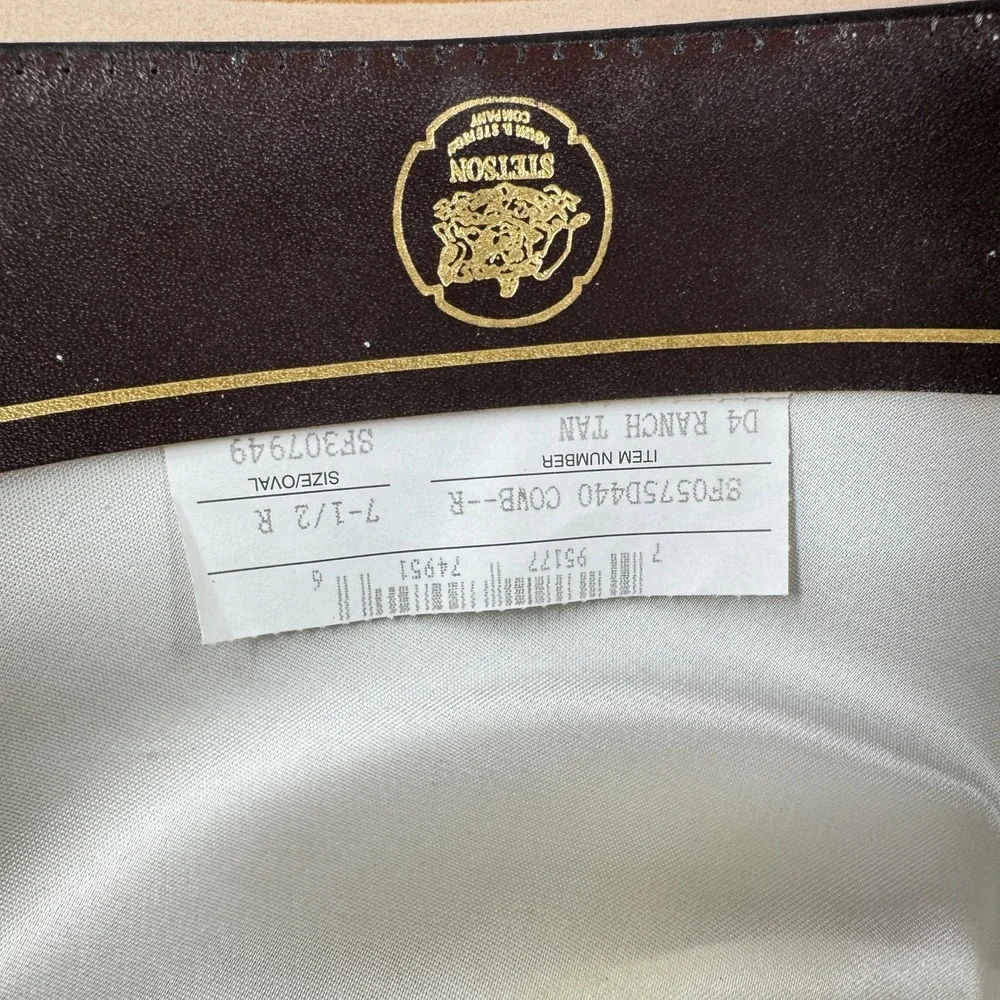 Vintage Stetson Cowboy Hat Men 7 1/2 Ranch Tan 5X Felt Cattleman Box Rare Rodeo
